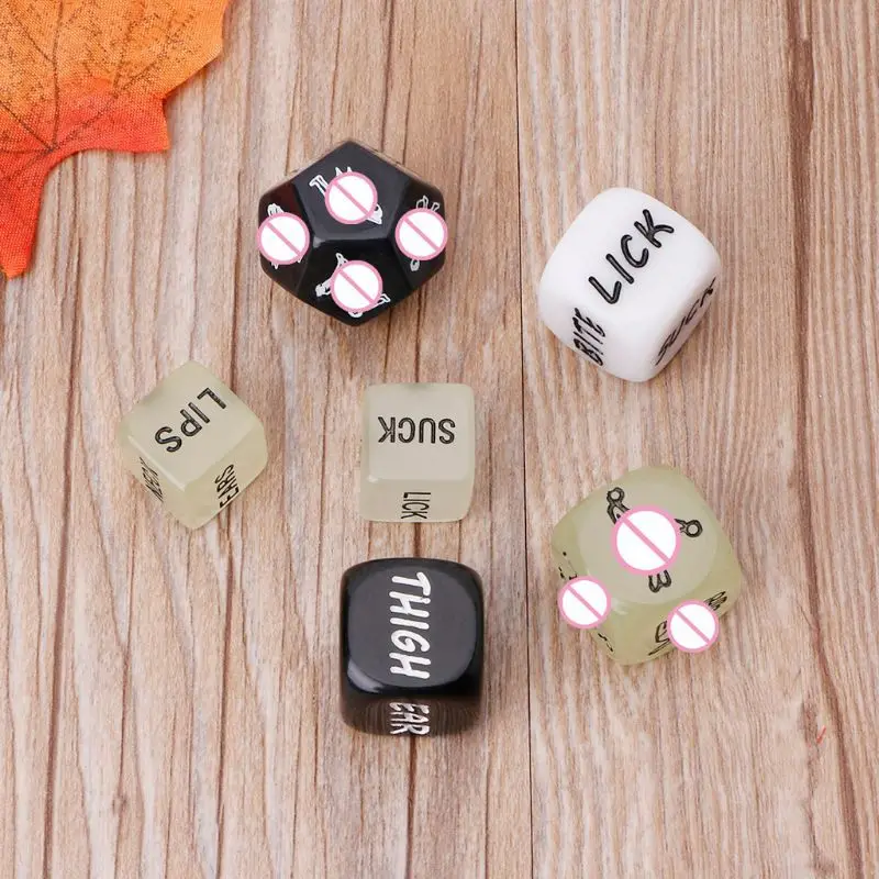 Funny Sex Dice 6 Sides Erotic Craps Sex Glow Toy for Adults Sexual Posture Dice Erotic Games for Couples Playing 6pcs/set