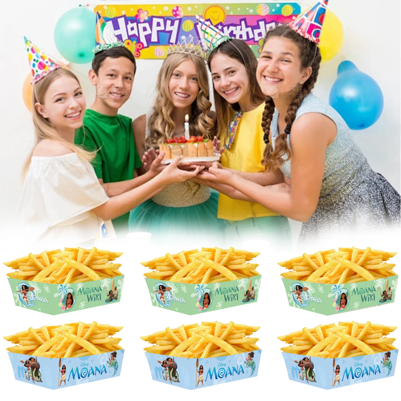 12/24/36pcs Moana Birthday Party Supplies French Fry Boxes Disposable Popcorn Snack Can... - SKU MFFB1109 - UGI Packaging