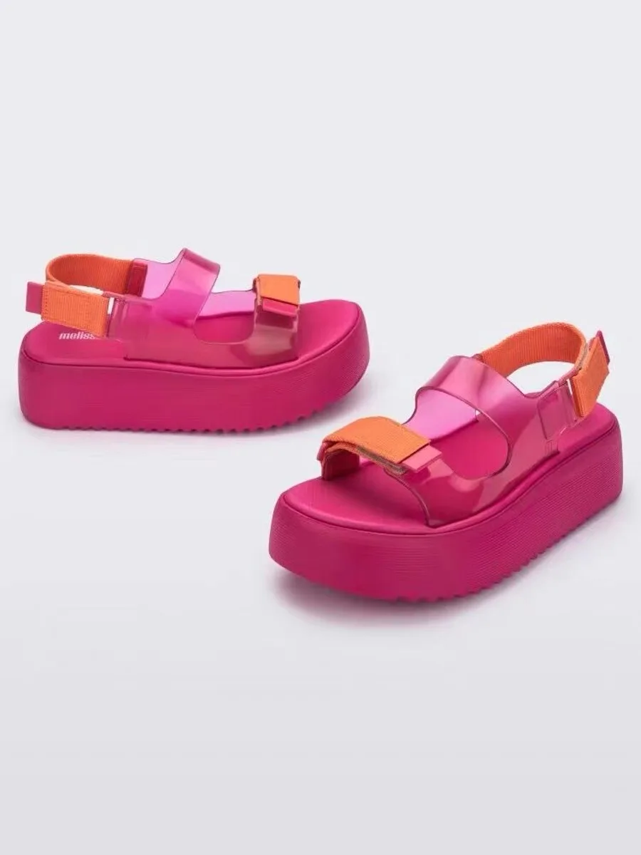◆melissa◆追跡付送料込 雨日対策お洒落ストーンデコレーション Mini Melissa Women Sandals Platform Thick Sole Chunky Shoes