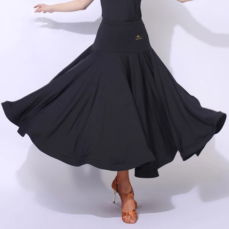 Black Ballroom Dancing Skirt Summer Tango Practice Dancewear Adult Female National Standard Waltz Performance Costume YS4036