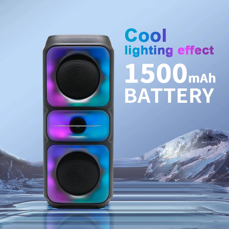 Super Large Outdoor Bluetooth Speaker RGB Karaoke Double Horn Subwoofer Portable Wireless Column Bass Sound supports FM/TF portable speakers audio speakers wireless bluetooth speaker portable bluetooth speaker