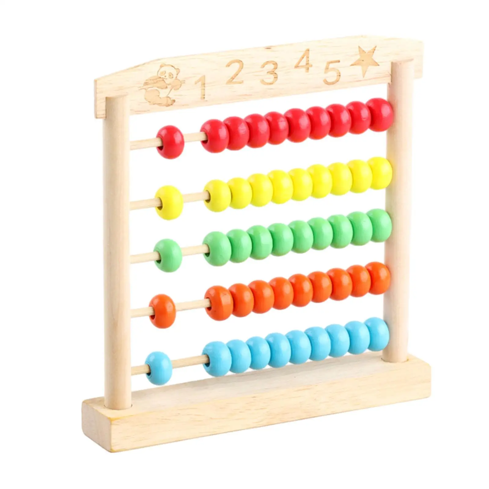 Counting Abacus Toy Wooden Counting Frame Learning, Math Manipulative, Wooden Abacus for Kids, 5 Row Abacus for Kindergarten