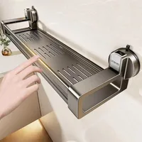 ตะกร้าเก็บของในห้องน้ำแบบติดผนัง ไม่ต้องเจาะผนัง ใช้สำหรับเก็บเจลอาบน้ำ ของใช้ในห้องน้ำ แบบใช้ตัวยึดสุญญากาศ 5