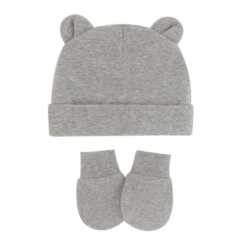 Chapeau pour nouveau-né avec gants, bonnet en coton, cadeau pour filles et garçons, G99C