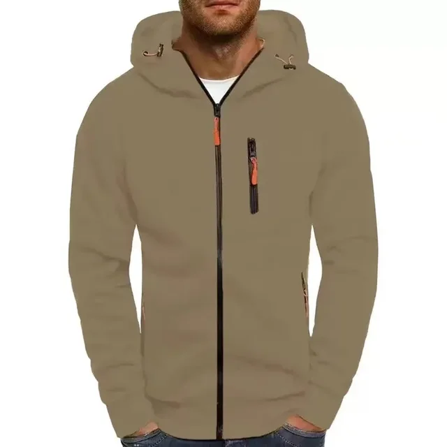 CasualHooded Jacket Fleece-Lined Autumn Crossbody Sweatshirt Fashionable Long Sleeve Zipper-Up Running Jacket For Leisure 2