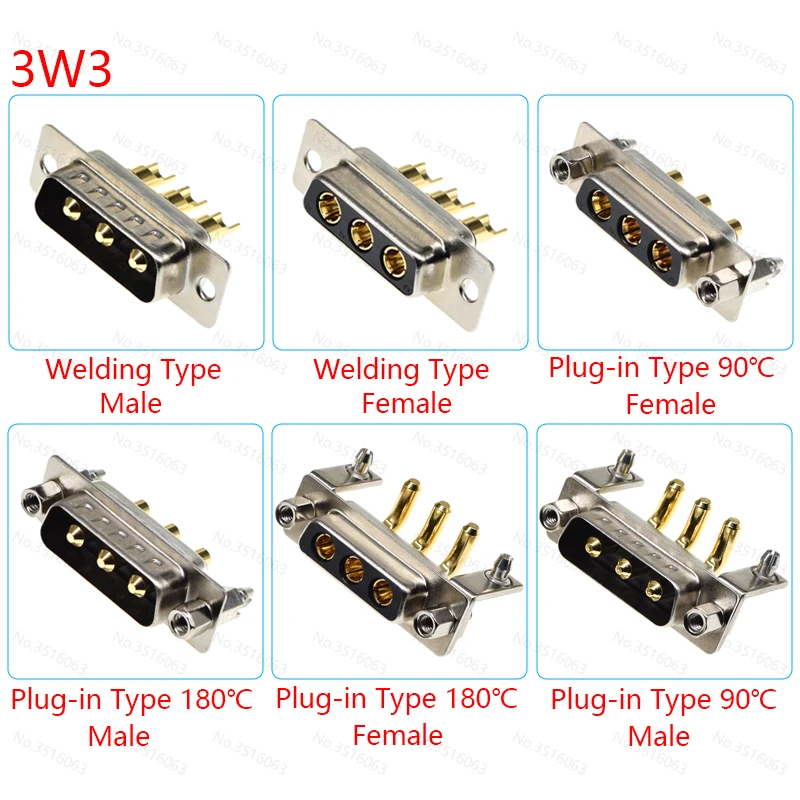 1 ชิ้น 3W3 30A ชุบทองชายหญิง High Current Power Connector D - Sub อะแดปเตอร์ Solder/Plug - in ประเภท 3Pin ปลั๊กแจ็ค DB3 Solid Pin 1