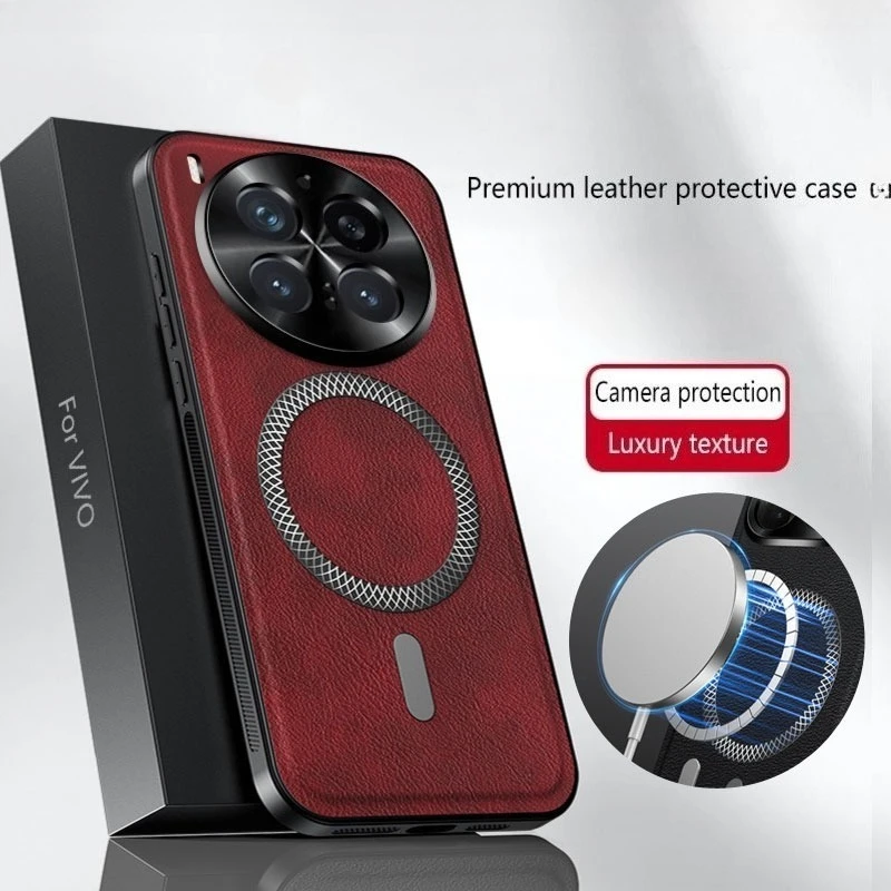 PU Leather Magnetic Wireless Charging Shockproof Phone Case - Premium Protective Cover