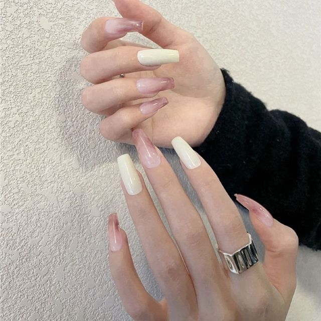 Long Coffin False Nails Red Wine colour Artificial Ballerina Fake Nails With Glue Full Cover Nail Tips Press On Nails