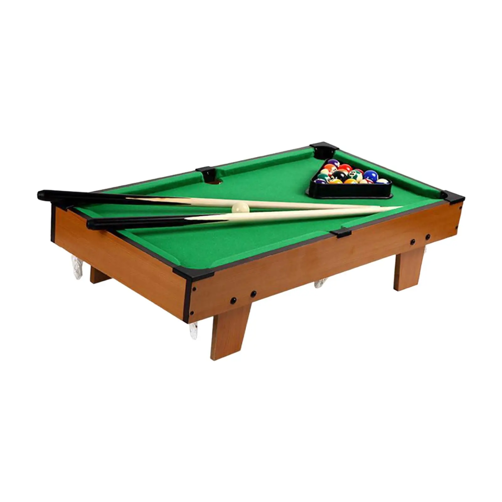 Durable Pool Table Set Game Toy 15 Colorful Balls, 1 Cue Ball Billiard Cues Wood