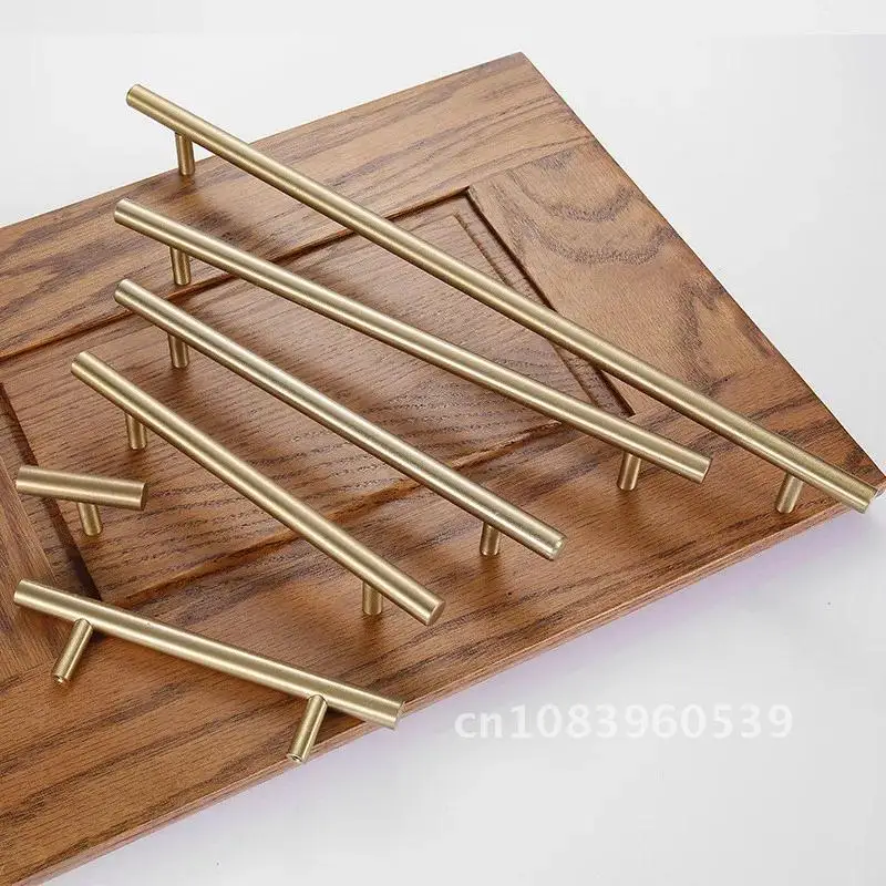 

Brass Kitchen Handles Solid Furniture Gold Brushed Cabinet Drawer Pulls Copper Hardware