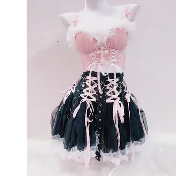 Frilly Lace Top and Lace Up Skirt 1