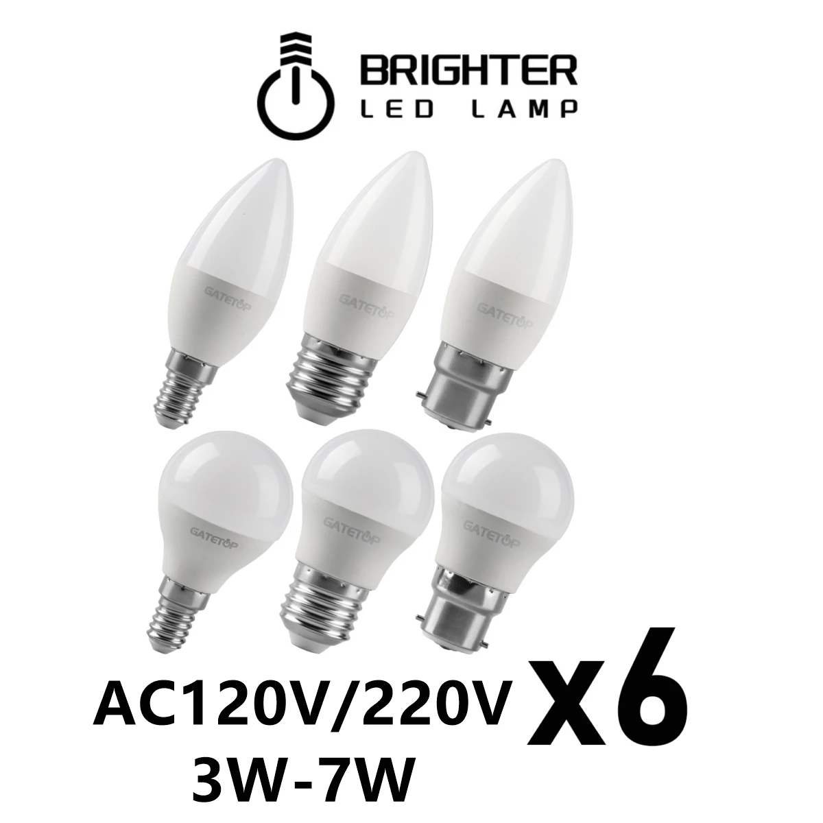 

LED candle light mini bulb light AC120V 220V E27 E14 B22 no strobe warm white light 3W-7W is suitable for home office lighting