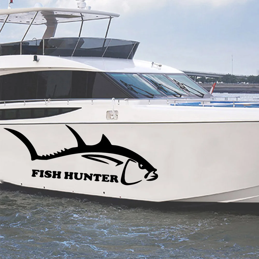 

Large Fishing Hunter Vinyl Stickers For Boat Decor waterproof Decal Bucket Tackle Shop Fishhook Sticker Fish Tank Boat Box Ship