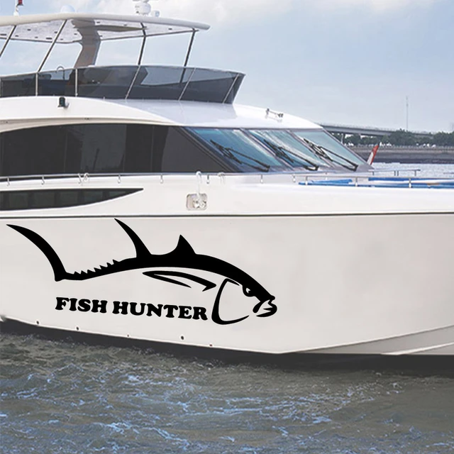 Large Fishing Hunter Vinyl Stickers For Boat Decor waterproof Decal Bucket  Tackle Shop Fishhook Sticker Fish