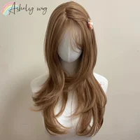 Ashely perruque marron clair femme bandeau corps miel brun Rose cheveux synthétiseur modèles en frange française haut niveau Simulation cheveux perruque 가 6
