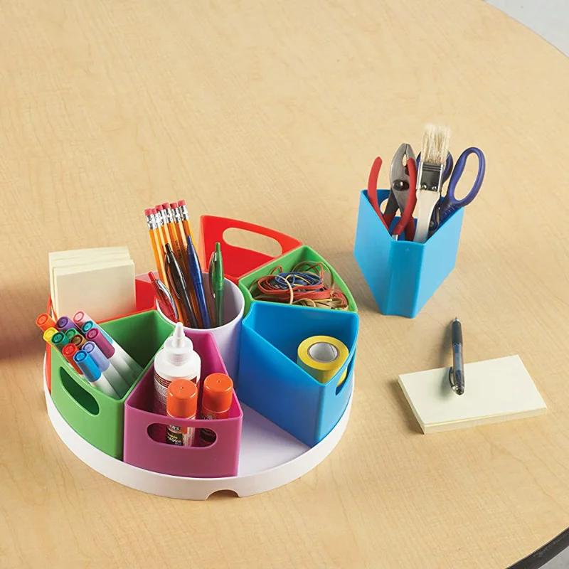Rotating Pen Crayon Storage Box 10/12inch 360&deg; Rotatable Art Supply Organizer Reusable Portable Marker Desk Organizer for School