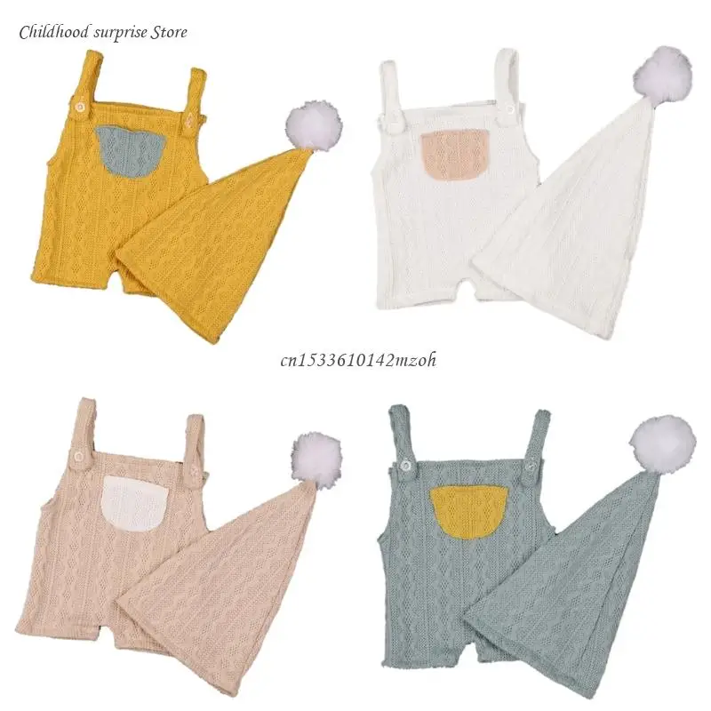 

Photography Props Suit for Baby Girls Boys 0-2M Photoshoots Costume Pants Beanie Cap Newborn Milestones Pose Props Dropship