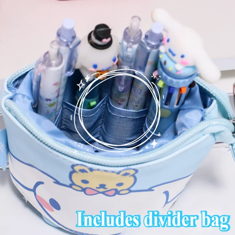 Sanrio Retractable Pencil Case Kuromi Cartoon Student Stationery Pencil Case Organizer Cinnamoroll Cute Organizer Storage Bag