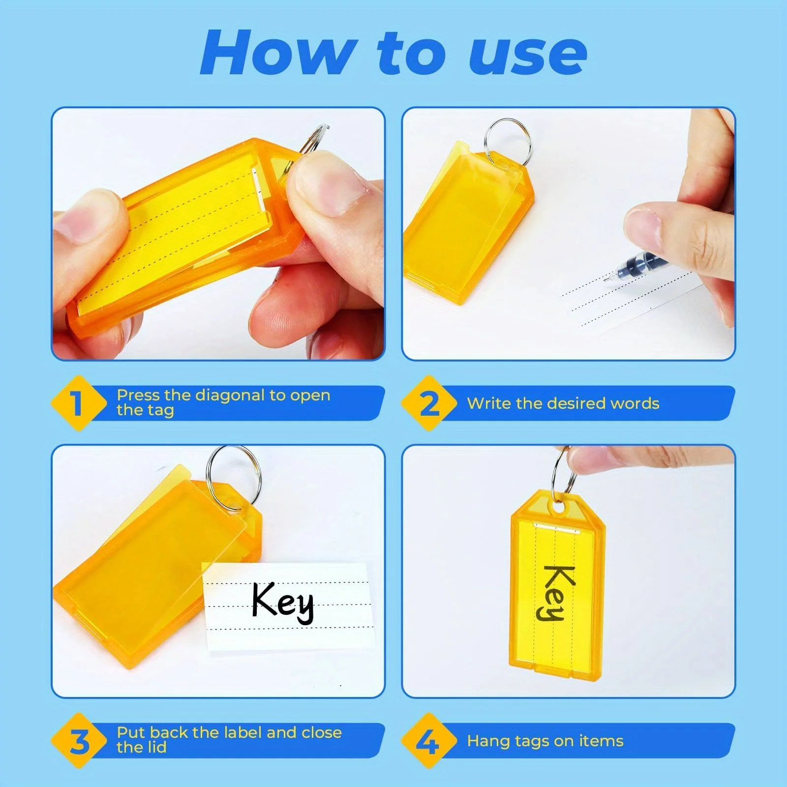 12-48pcs 플랩 투명 키 라벨 다채로운 플라스틱 키 체인 라벨 플레이트 DIY 양면 마킹 공항 호텔 수하물 ID JXB