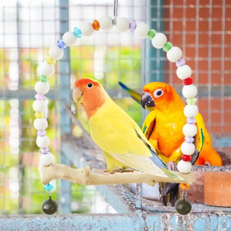 

Гамак-качели для птиц, подвесная Радужная клетка для попугаев, искусственных веток, качели