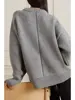 drop-shoulder crewneck jumper women new wool blend warm thick oversized sweater women autumn winter 3