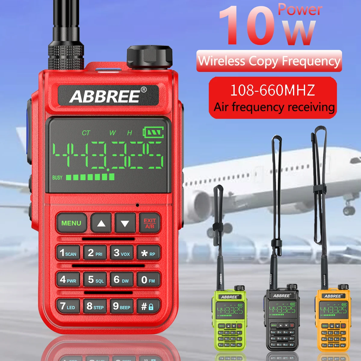 ABBREE AR-518 Air Band 108-660 МГц полнодиапазонная Беспроводная Частота копирования мощный
