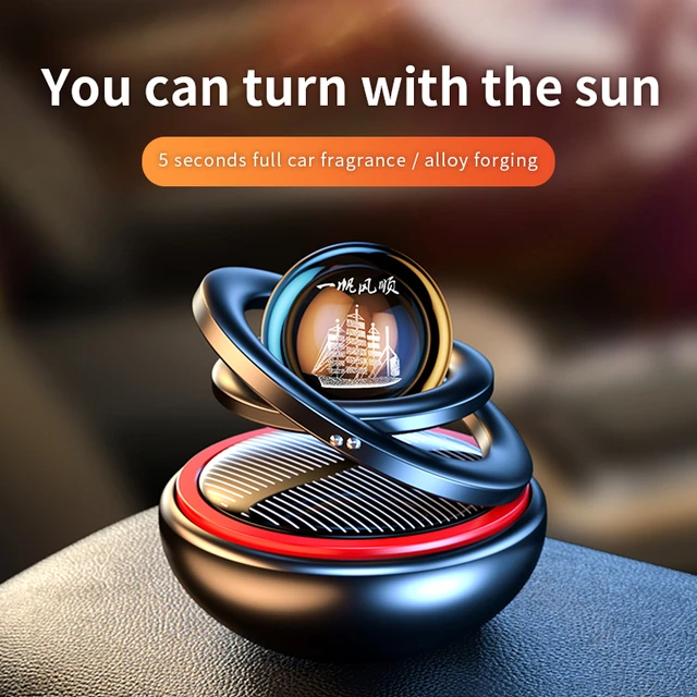 SEAMETAL Solar Car Air Freshener Automatic Rotation Essential Oil Diffuser  Alloy Solar Energy Auto Aromatherapy Remove Odor - AliExpress