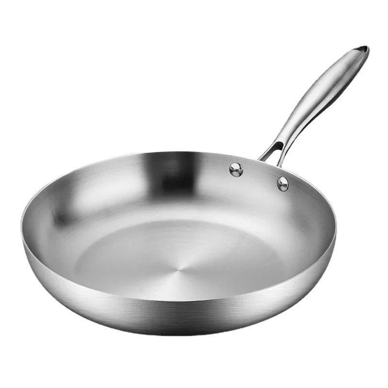 

304 Stainless Steel Frying Pan, NonStick Pan Fried Steak Pot Uncoated Kitchen Cookware for Gas Stove and Induction Cooker