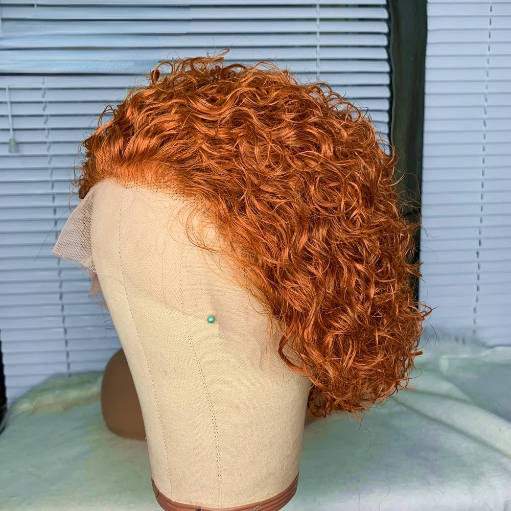 Pixie Cut Wig Curly Wave Wig 13x1 Transparent Lace Front Human Hair Wigs Short for Women 150% Density 6Inch