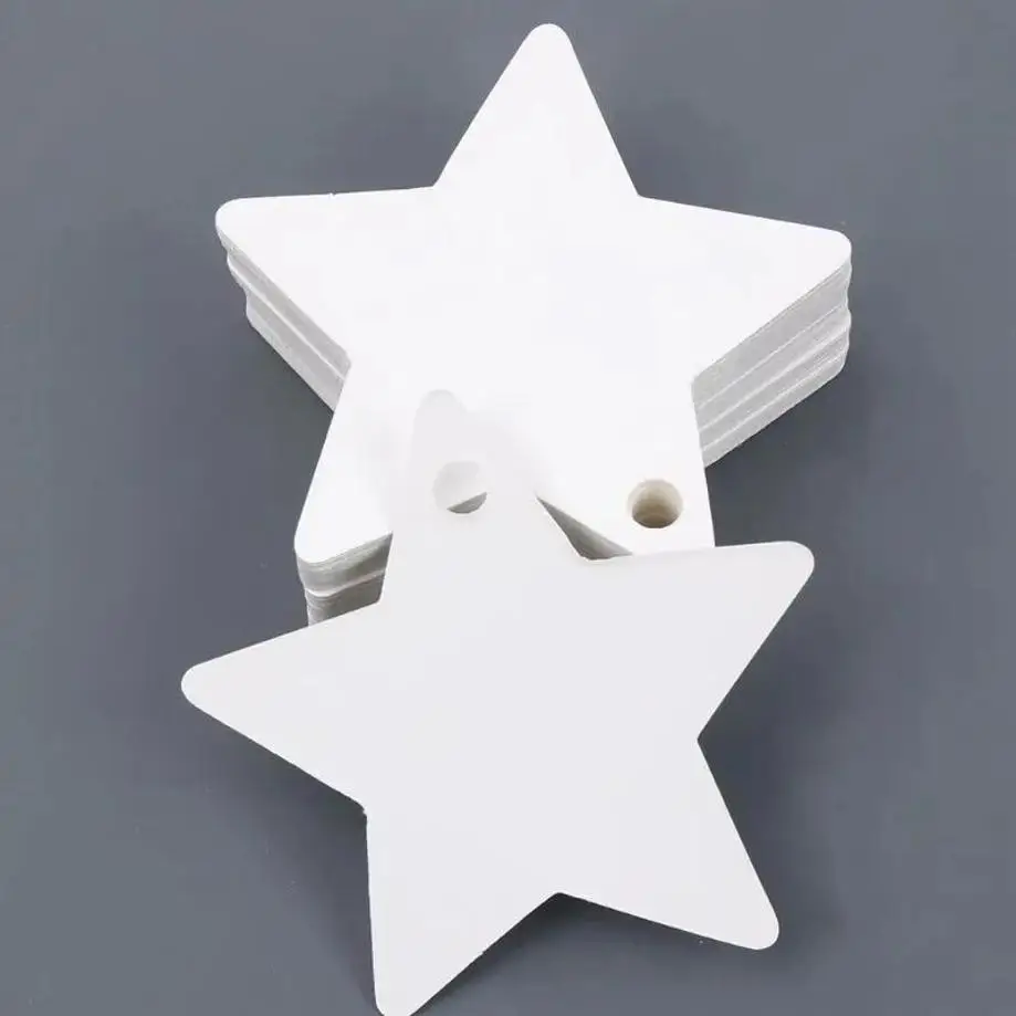 100 Pcs Five-pointed Star Christmas Wedding Label Party Gift Card Hanging Tags Christmas Ornaments