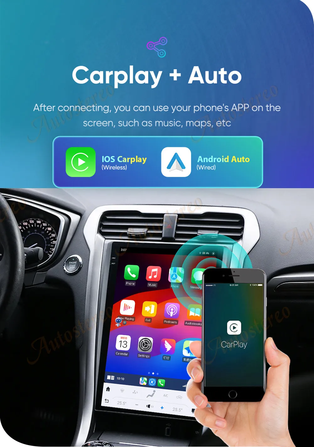 14.4 Inch Android 13 for Ford Fusion MK5 Mondeo 2013-2021 Big Screen Car GPS Nav