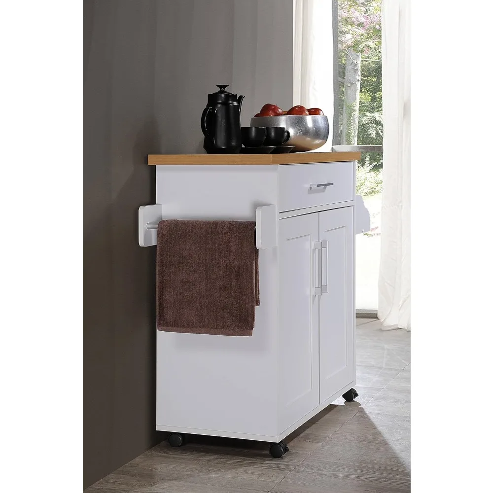 Kitchen Island with Spice Rack, Towel Rack & Drawer, 15.5 x 35.5-44.9 x 35.2 inches 2