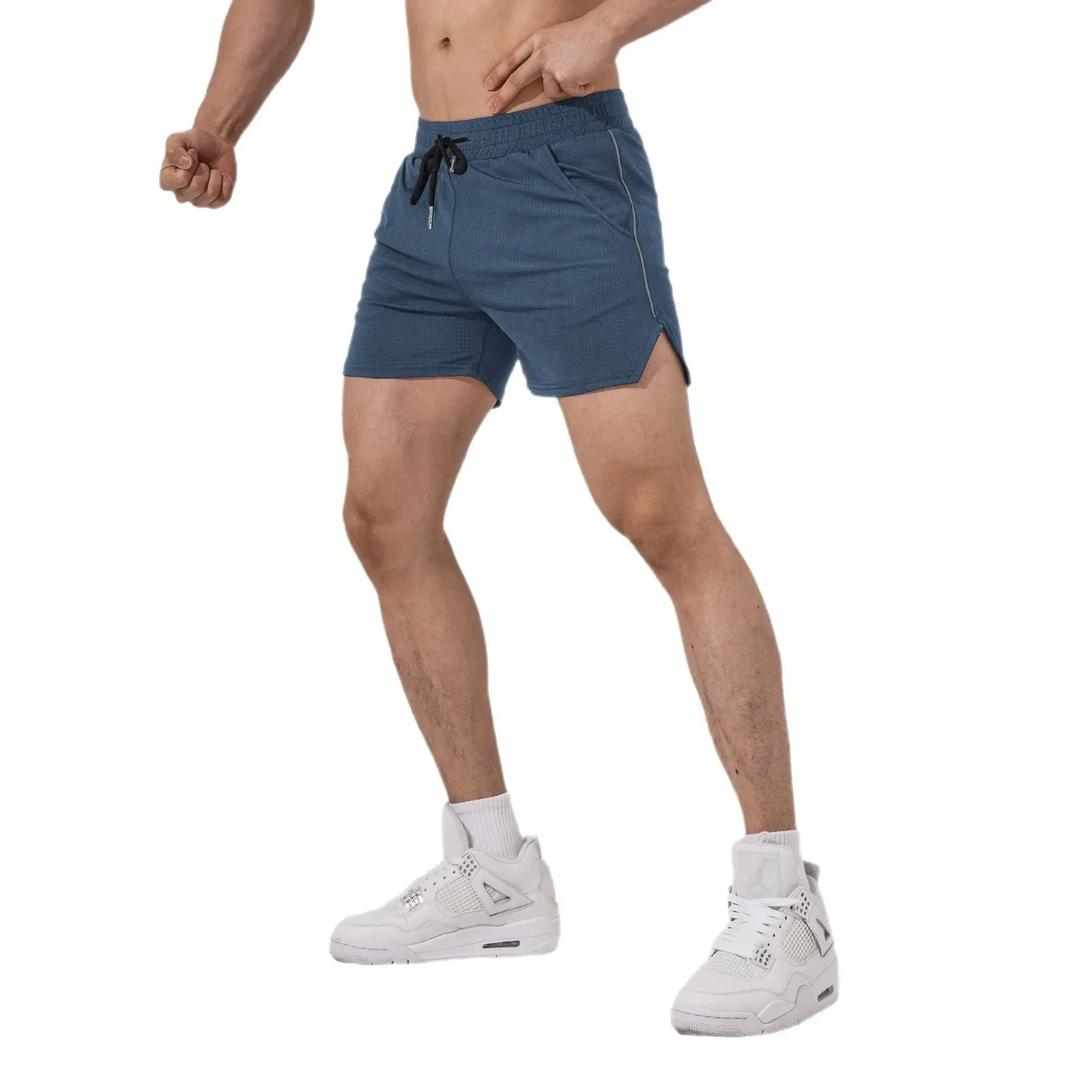 Men's Fitness Sport Shorts Quick Dry Breathable Summer Running Training Mesh Patchwork Color Casual Sports Pants