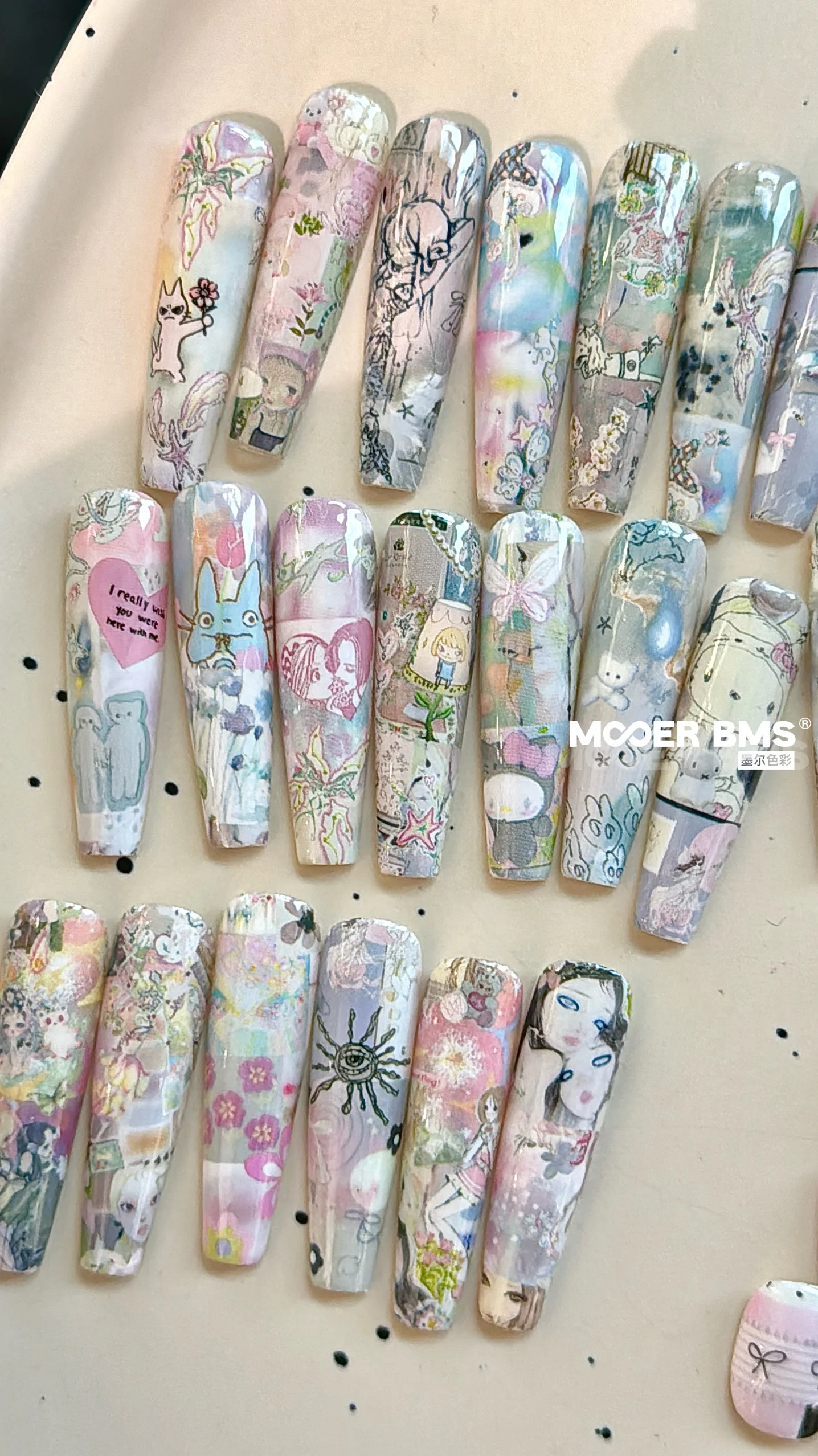 Hand-painted Graffiti Manicure Transfer Stickers Nail Foils Nail Decals Needs To Be Matched with Transfer Glue