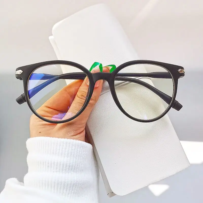 Transparent Computer Glasses Frame Women Men Round Eyewear Blocking Glasses Optical Spectacle Eyeglass