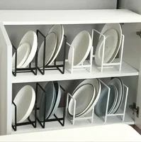 1pc Kitchen Cabinet Plate Storage Countertop Dish Rack Drawer Dinner Plate Partition Drain Rack Layered Storage Rack Accessories 1