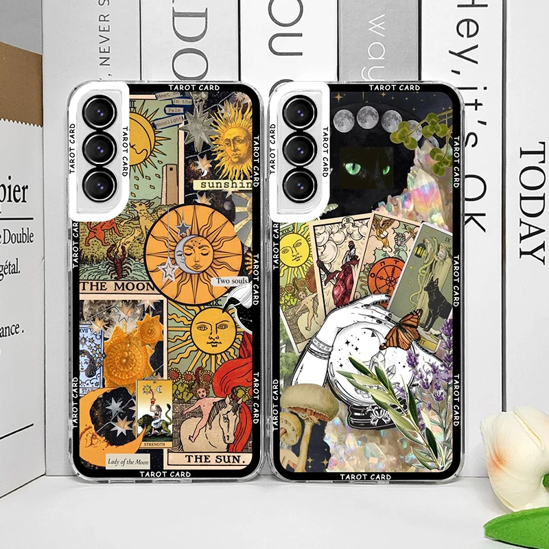 Mystical Witch Tarot Card Collage Clear Soft Phone Case