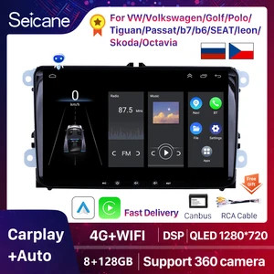 Автомобильный мультимедийный плеер Seicane, проигрыватель на Android 13, с GPS, радио, для VW/Volkswagen/Golf/Polo/Tiguan/Passat/b7/b6/SEAT/leon/Skoda/Octavia, типоразмер 2DIN