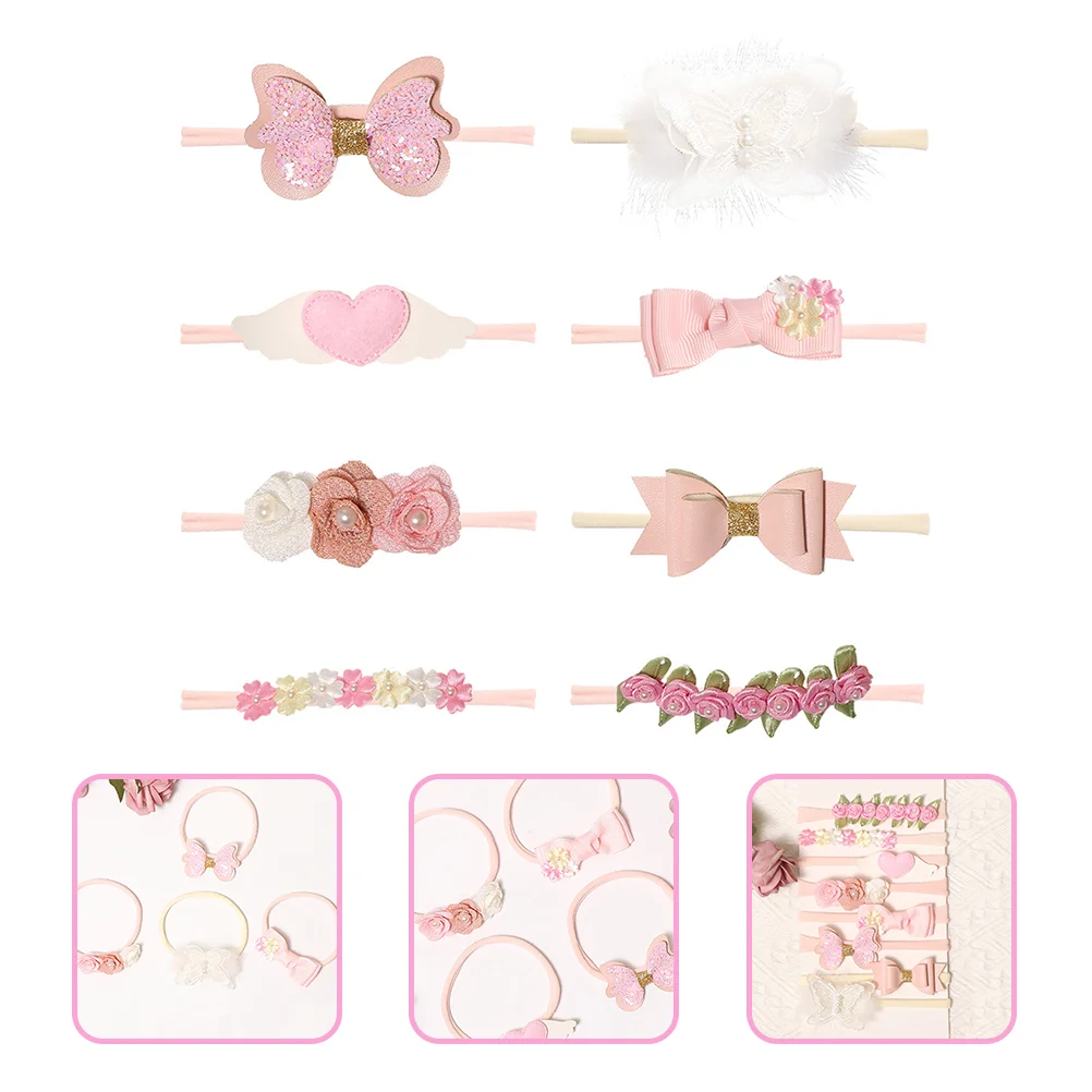 

8Pcs Newborns Baby Flower Headbands No Trace Bow Hairband Headdress Hair Band