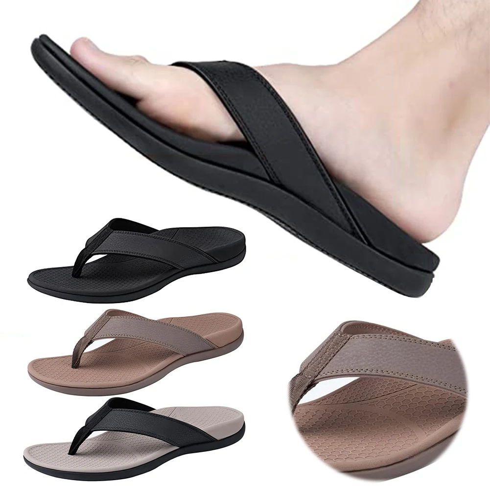 Men Orthotic Flip Flops with Arch Support Arch Flip Flops Comfortable Supportive Beach Slippers Non Slip for Feet Stress Relief