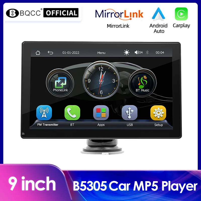

BQCC Car Mp5 Radio Player Video Player Portable Wireless CarPlay Android Auto Touch Screen Video Audio USB Stereo Universal