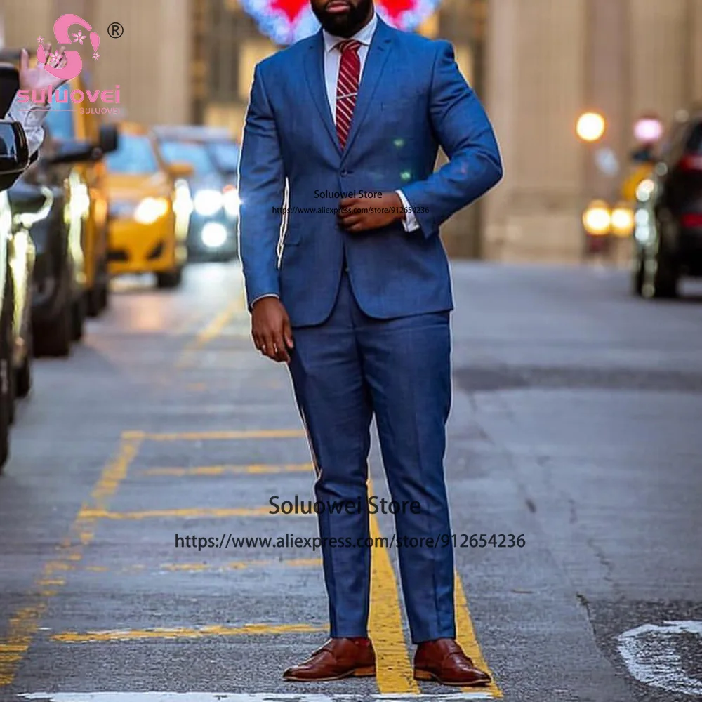 Fashion Business Suits For Men Plus Size 2 Piece Jacket And Pants Set Formal Party Groom Wedding Tuxedo Terno Masculino Completo