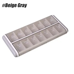 Weekly Pill Organizer with Large Compartments - AM/PM 2x7 Day, BPA-Free Pill Case for Vitamins and Supplements (Beige-Gray)