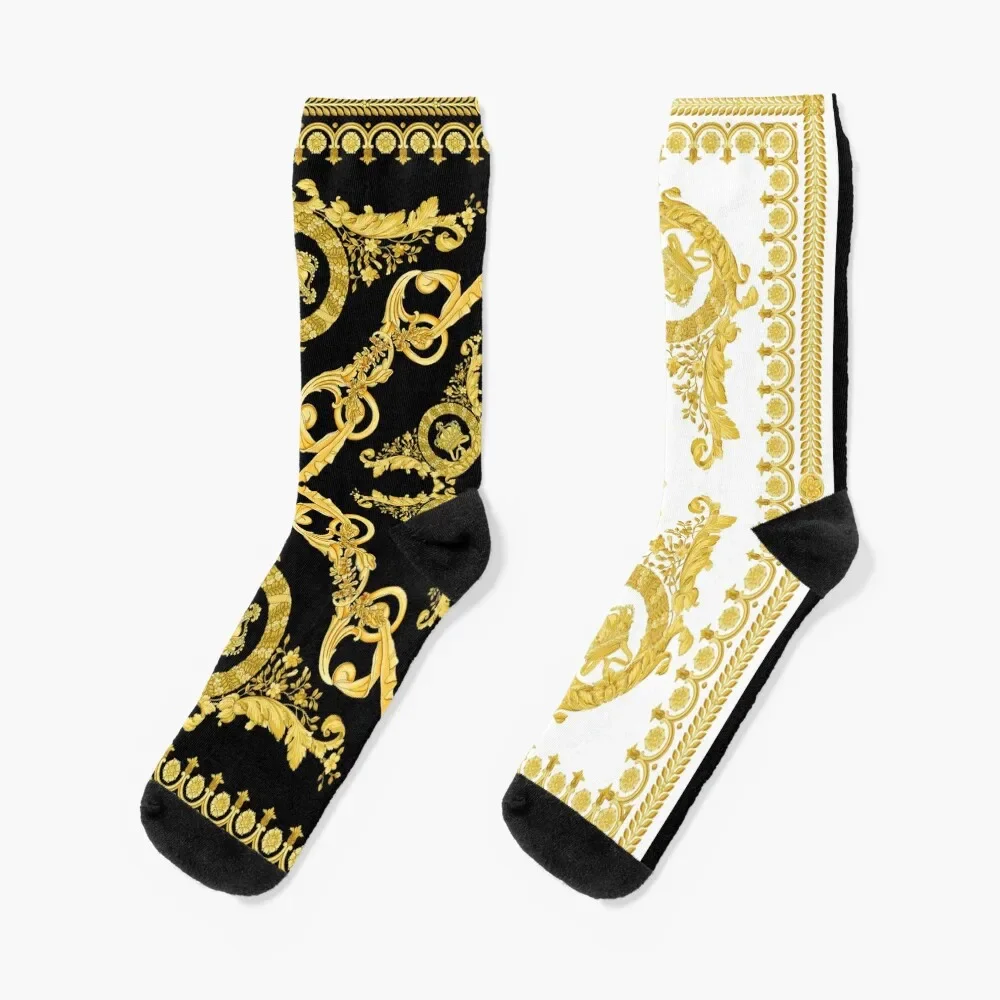 Baroque Greek ornament GoldenMeander Meandros VINTAGE Socks cute Children's kawaii basketball Socks Male Women's