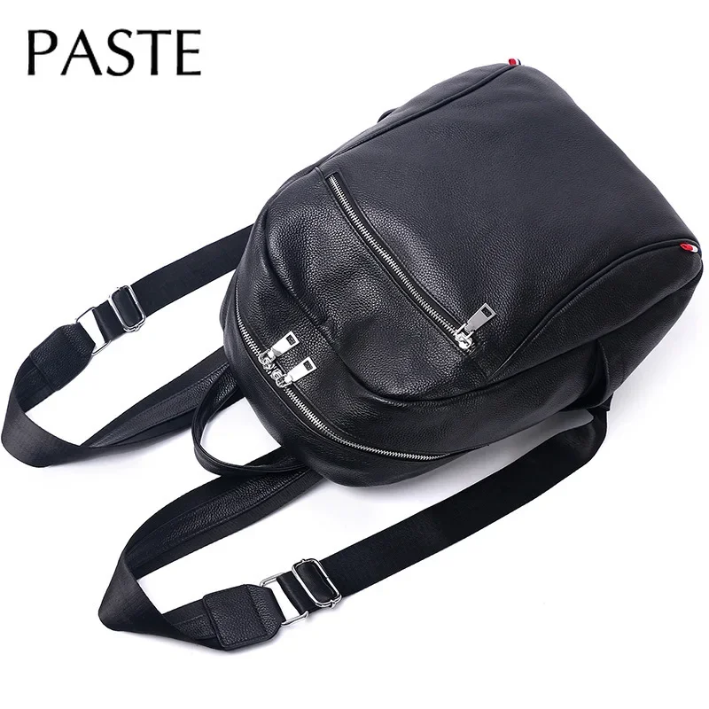 2024 Black Fashion Genuine Cow Leather Men's Backpack Male Laptop Man Business Bagpack High Quality Shool Bags for Teenager Boys 5