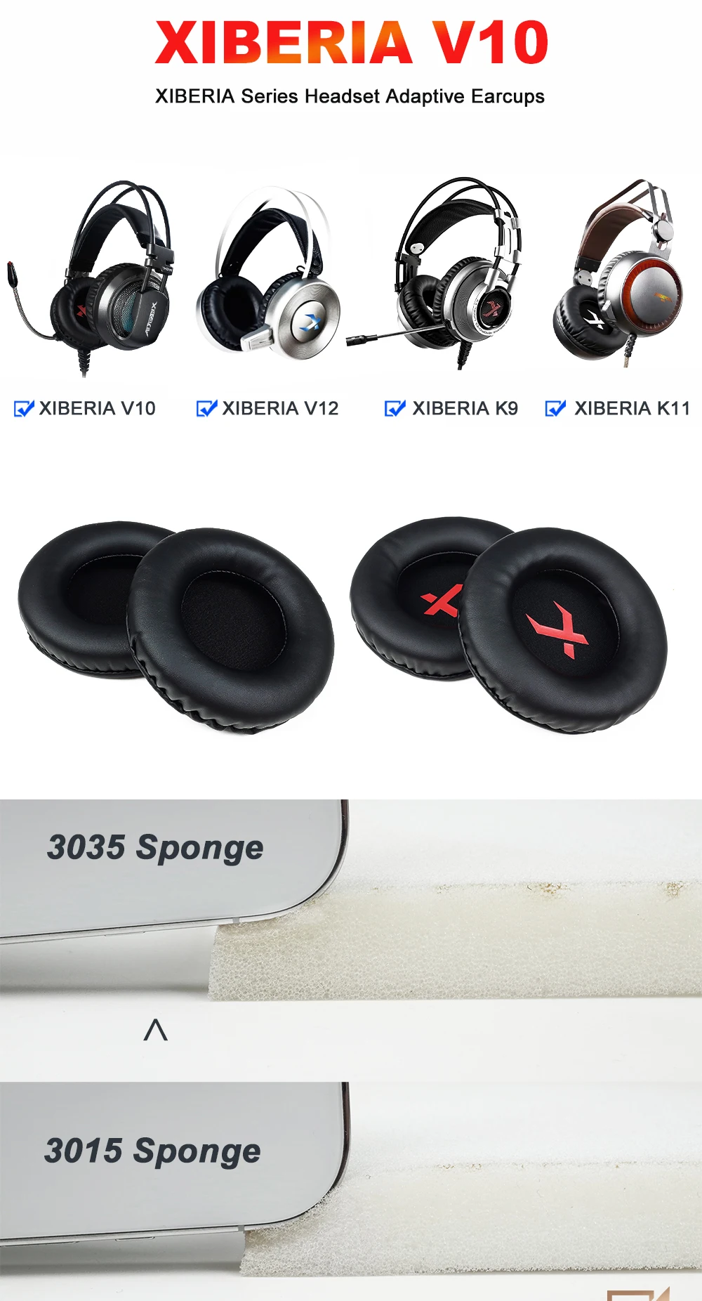Headphone Ear Cushion for XIBERIA V10 V12 K9 K11 100mm Earphone PU Leather Sponge Earpads Covers Accessories