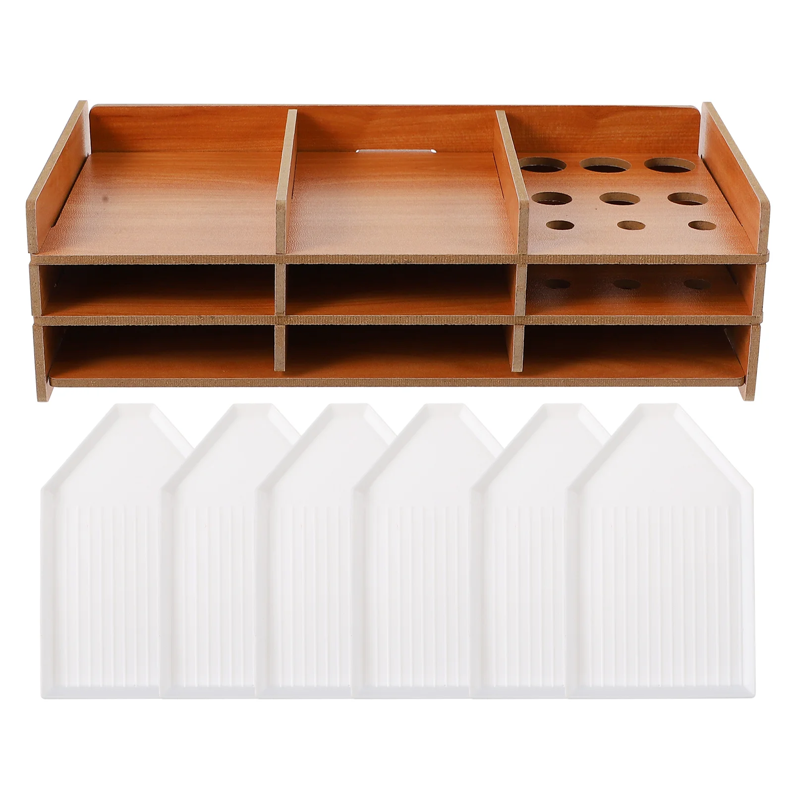 

7 Pcs Bracket Holder Plastic to Go Containers Multi-layer Tray Wood Kit Manicura