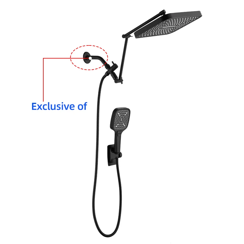 1set household Large panel Shower Top, Handheld Shower Head, Wall Mounted With Adjustable Extension Shower Arm 5
