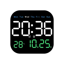 Advanced LED Digital Wall Clock with Remote Control and Multifunction Display - USB Power supply (A)