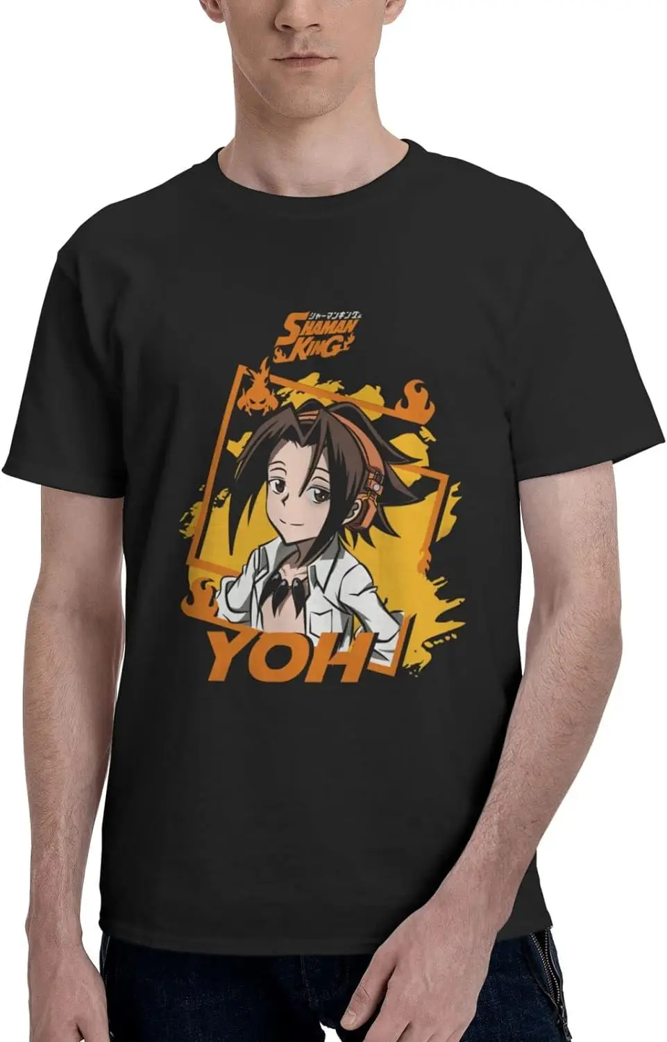 

Anime Shaman King T Shirt Men's Summer Manga O-Neck Tops Casual Short Sleeves Tee